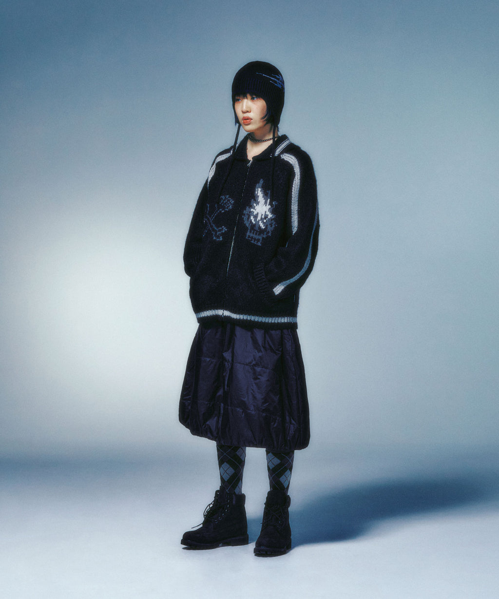 niceghostclub SKULL COWICHAN SWEATER [BLACK]