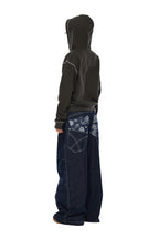 AAKAM Knee Pin-Tuck Paisley Denim Pants (Blue)