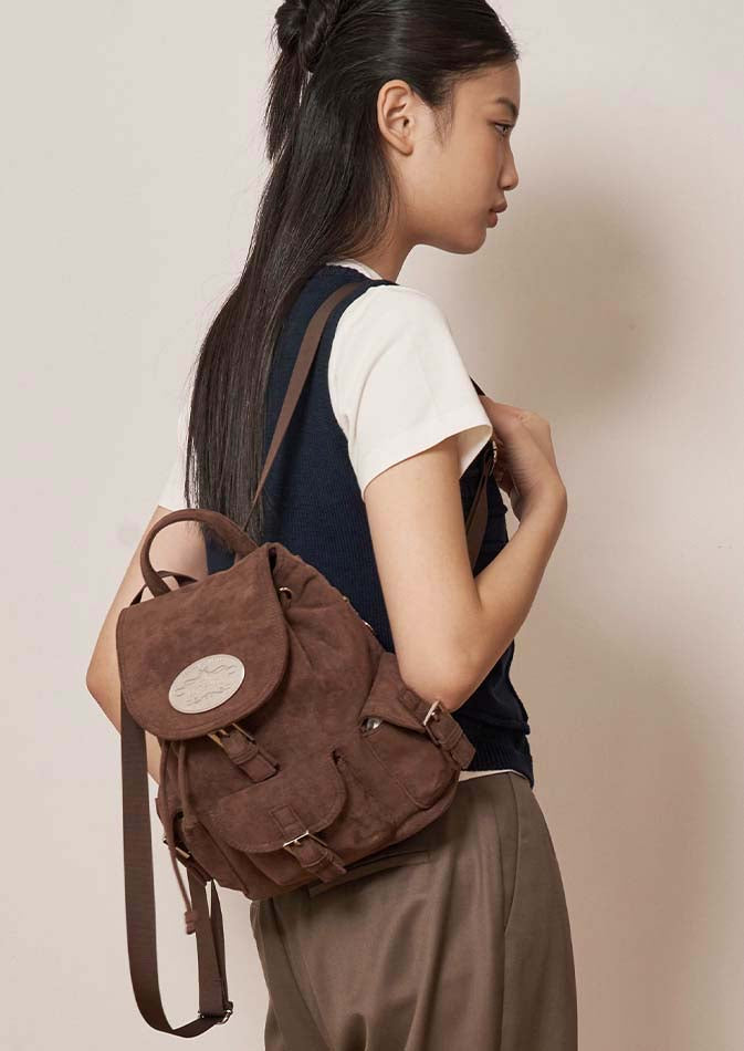 [wendy同款🎀] lotsyou Nostalgia Chubby Backpack - brown