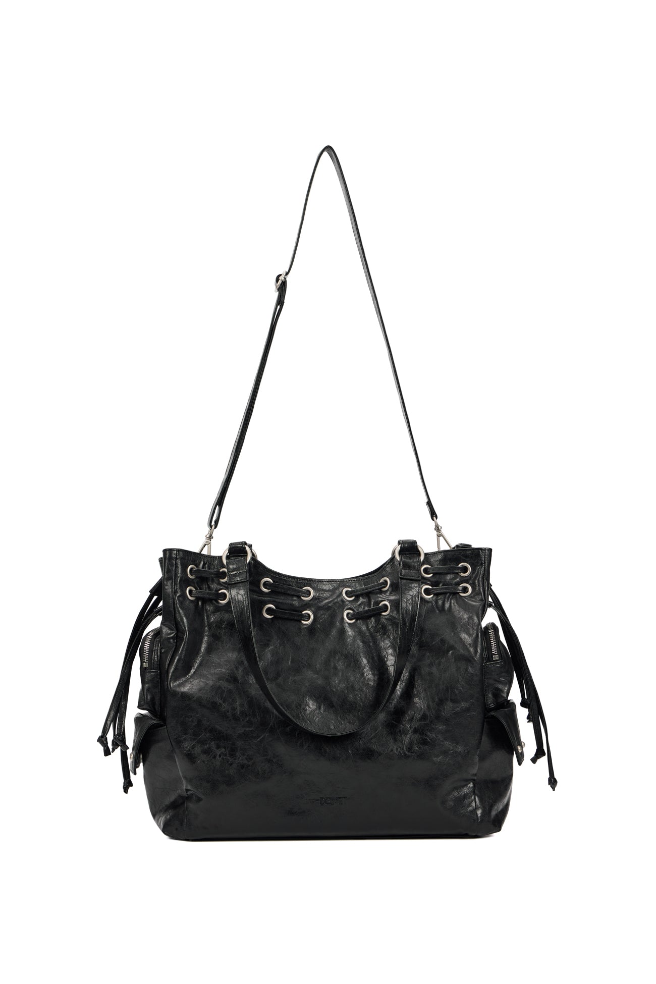 DEINET NEW STUD STRING BIG BAG IN BLACK