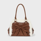 IUGA Ribbon Fur Suede Shoulder Bag (Brown)