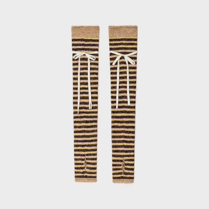 GLOWNY SUNDAE STRIPE KNIT WARMER (BROWN)