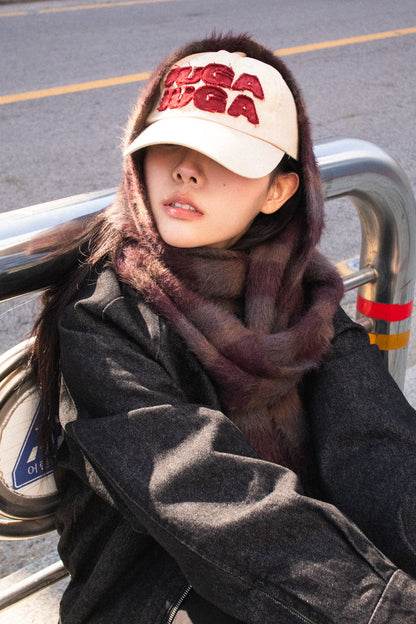 IUGA Striped Hairy Bold Muffler (Brown)