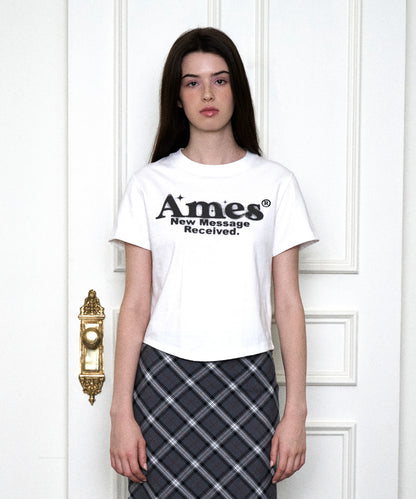 Ames-Worldwide ROUND HEM CROP TEE WHITE