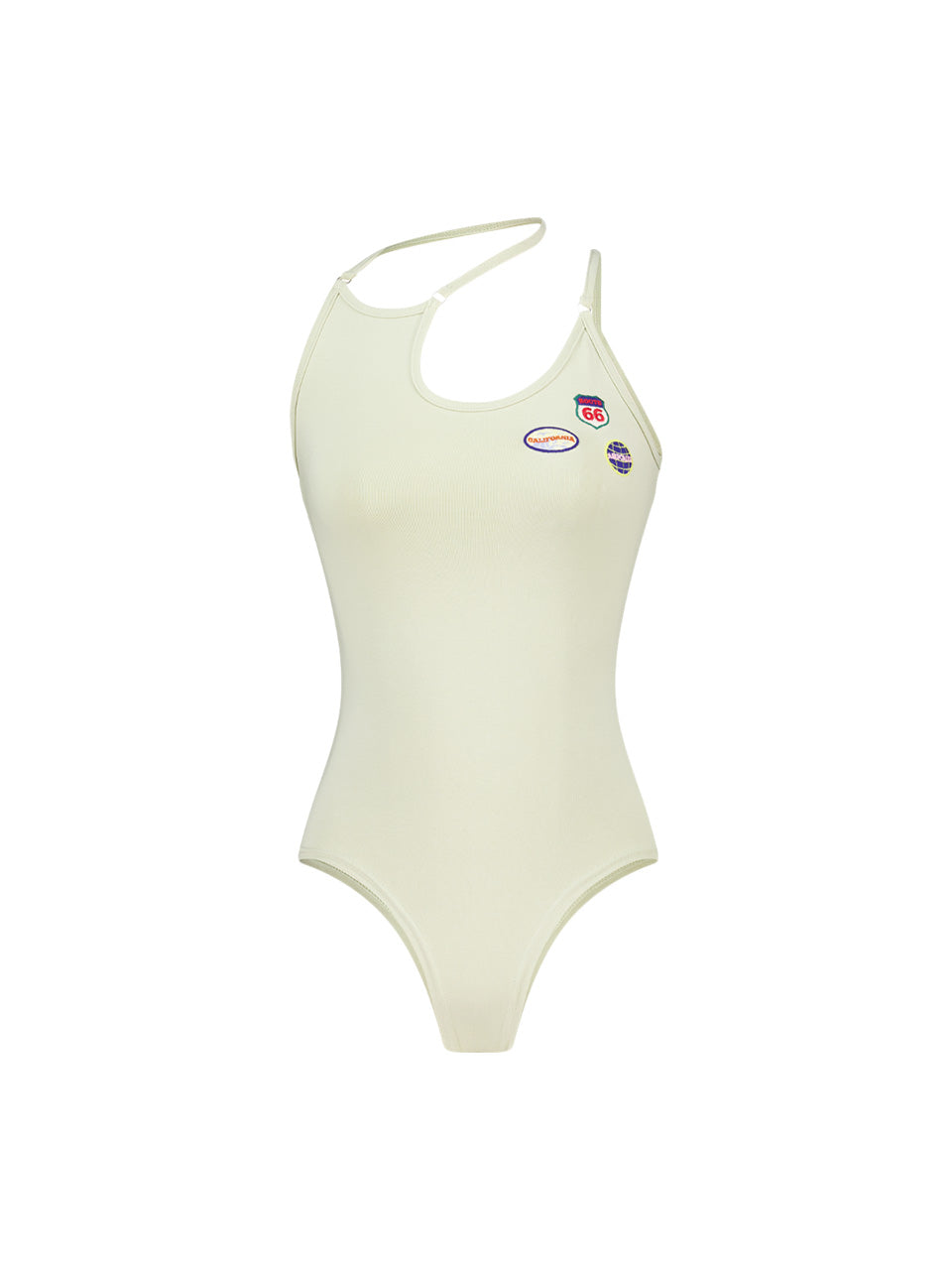 [asif calie] EMBROIDERY STRAP BODY SUIT KHAKI BEIGE