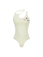 [asif calie] EMBROIDERY STRAP BODY SUIT KHAKI BEIGE