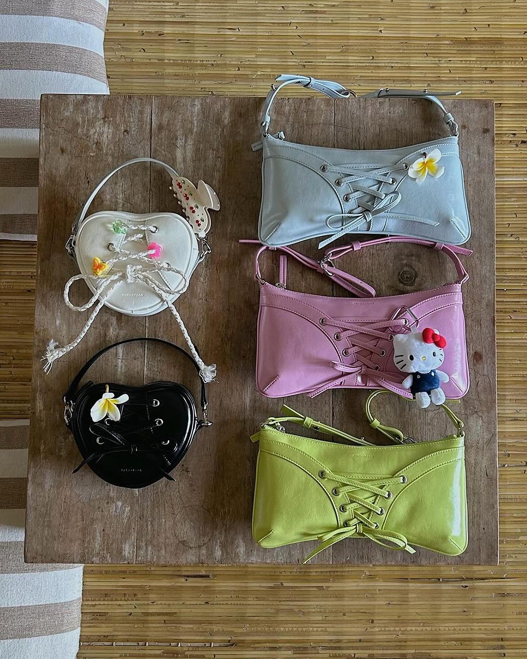 FINDKAPOOR Ribbon Tie Heart Bag - 4colors