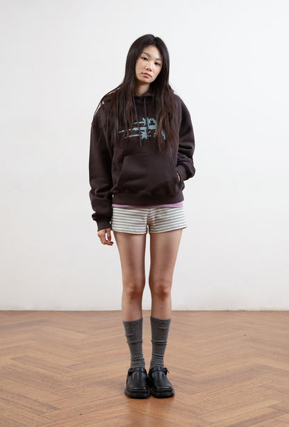 MOSAIC 3STAR CROP HOODIE [BROWN]