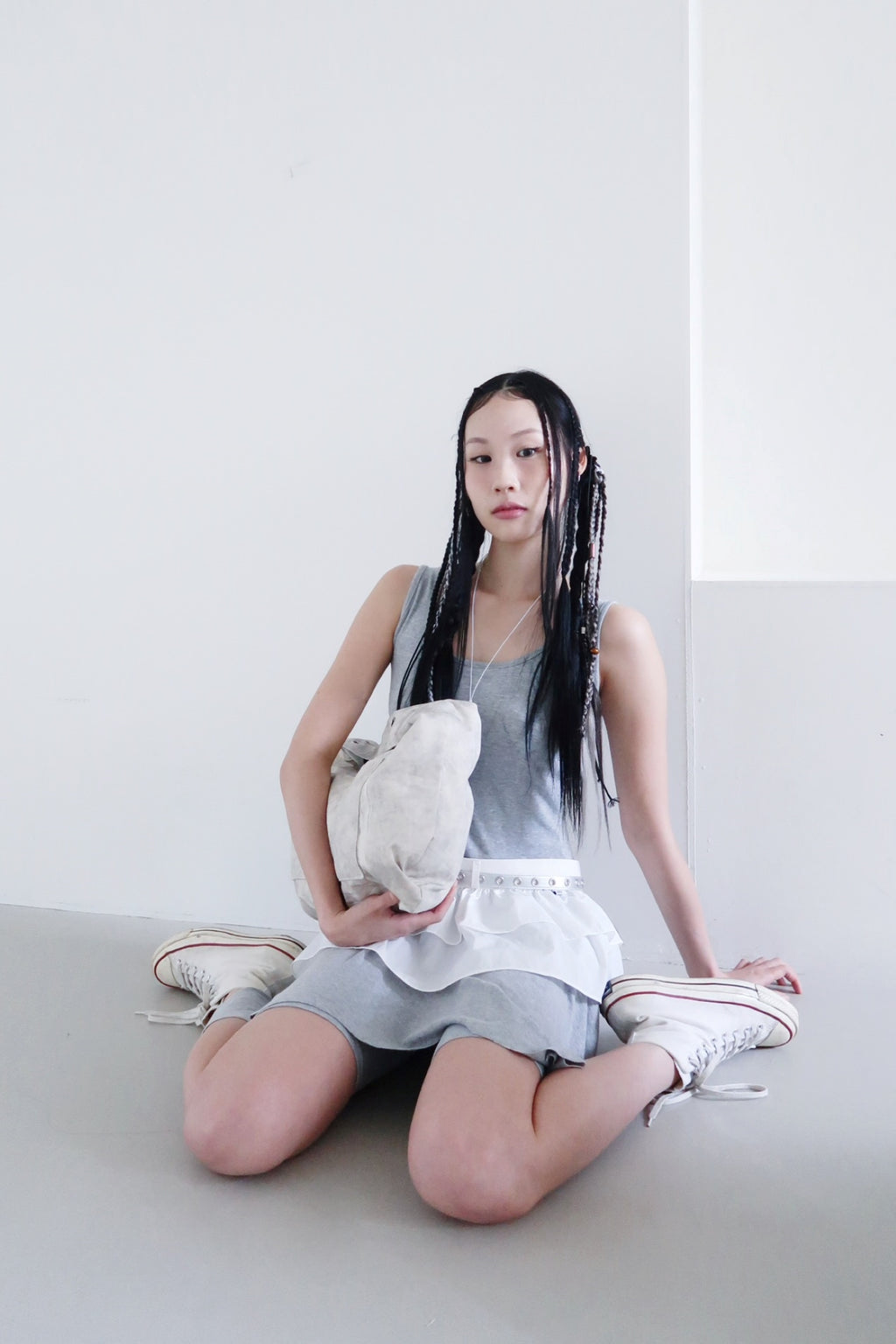 DEPC EYELET LEATHER BAG (WHITE)