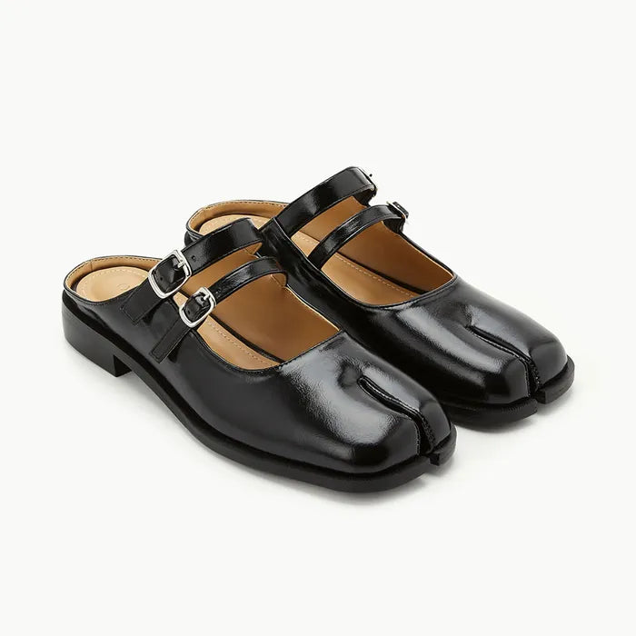 PAES Double Buckle Mule - Black