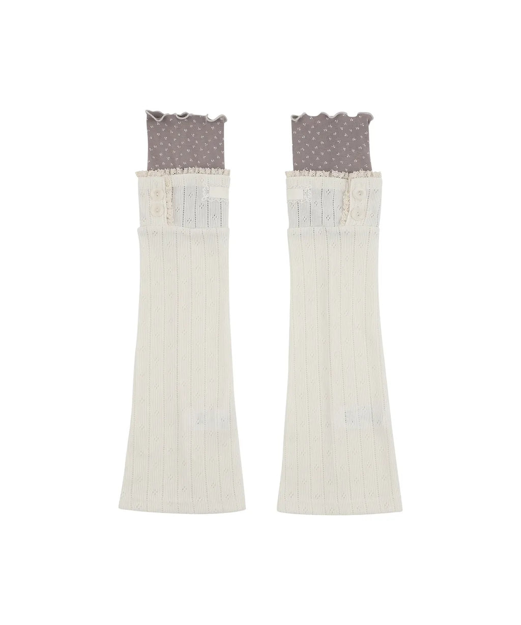 [illigo] LACE COLOR-BLOCK LEG WAEMER_IVORY