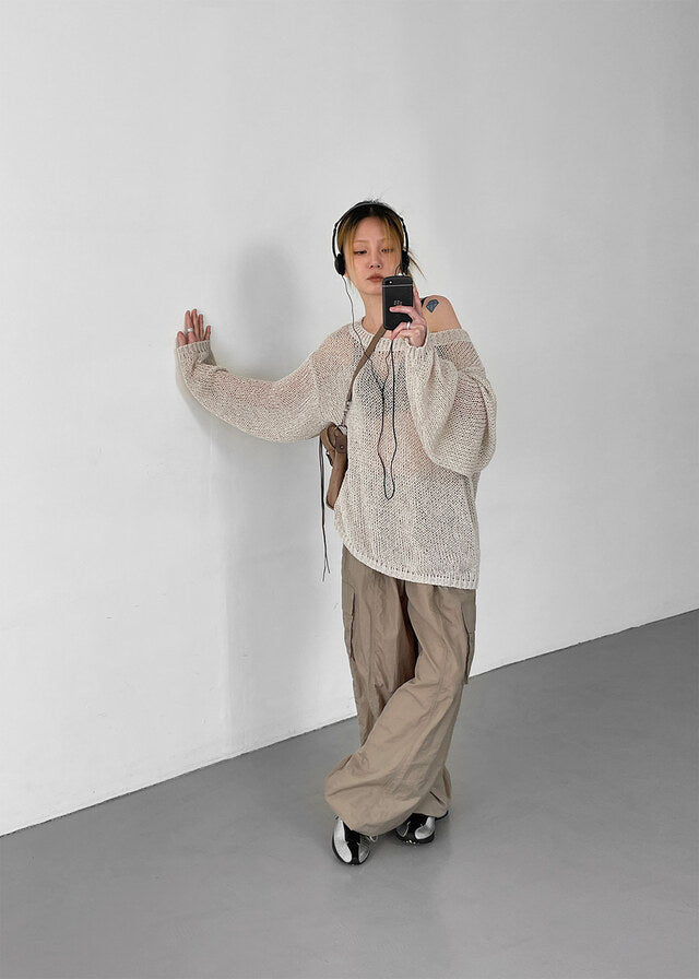 Summer Boat Neck Overfit Knit / 2colors