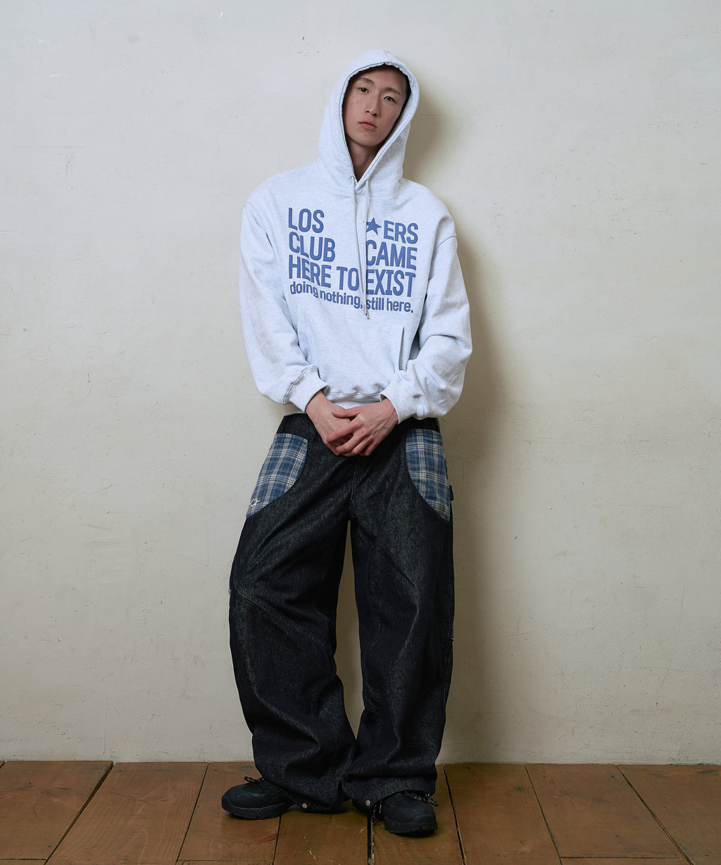 LSC CHECK PATCH WIDE COTTON PANT (INDIGO)