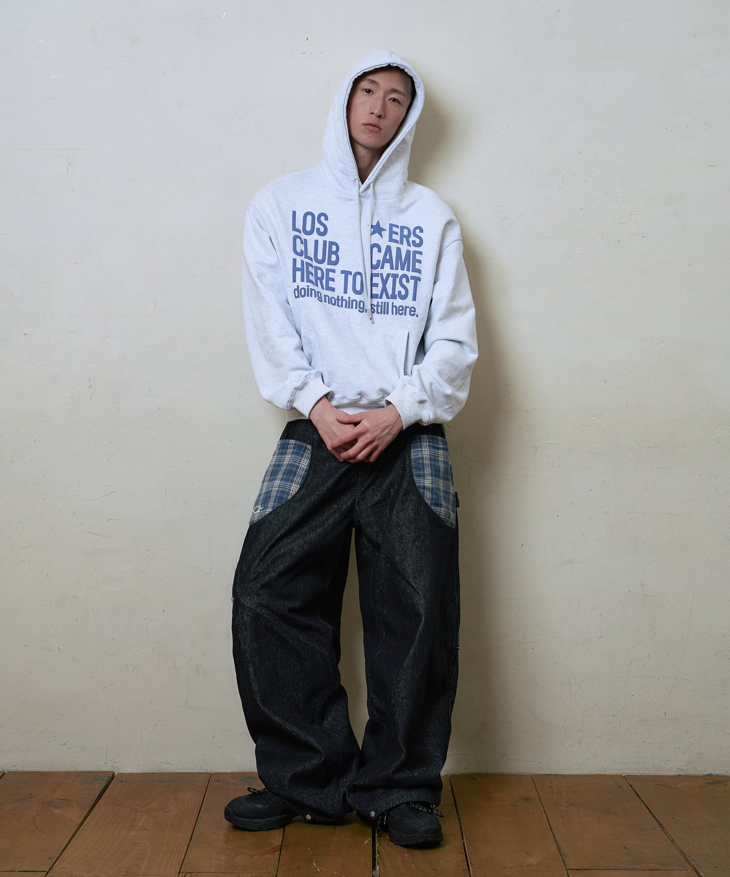 LSC CHECK PATCH WIDE COTTON PANT (INDIGO)