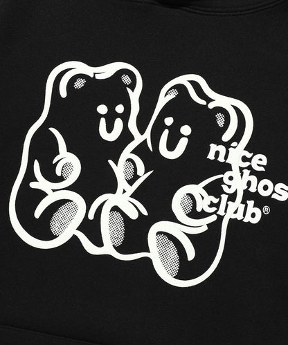 niceghostclub GUMMY BEAR & LOGO HOODIE [BLACK]