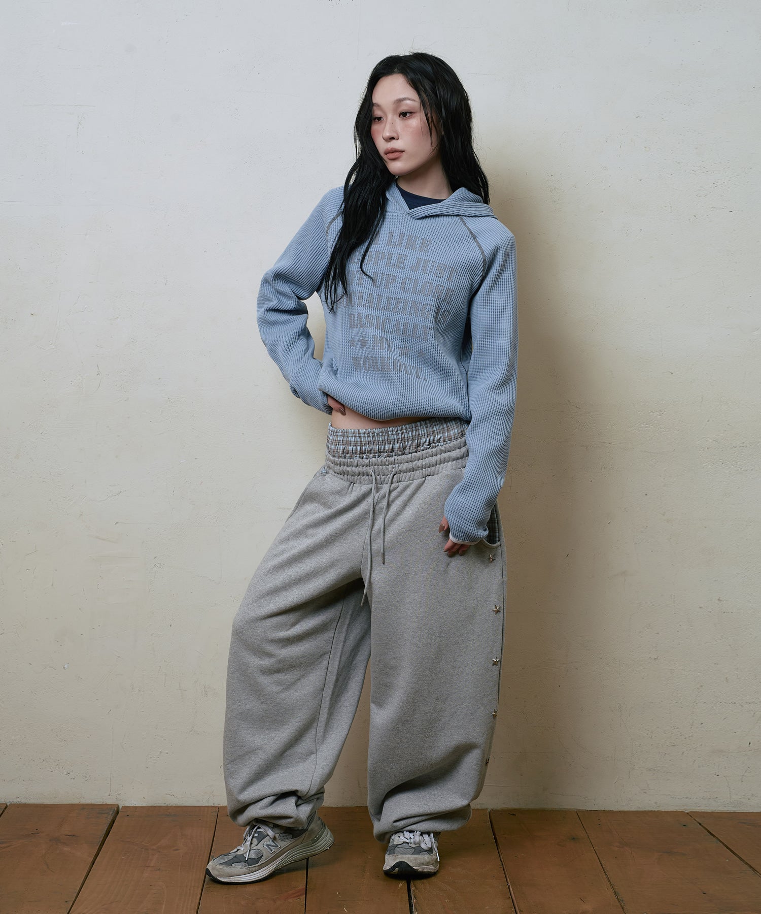 LSC SLOGAN WAFFLE HOODIE (SKY BLUE)