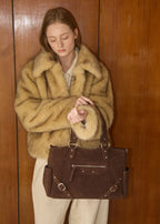 ANC STUD RING BAG_SUEDE BROWN