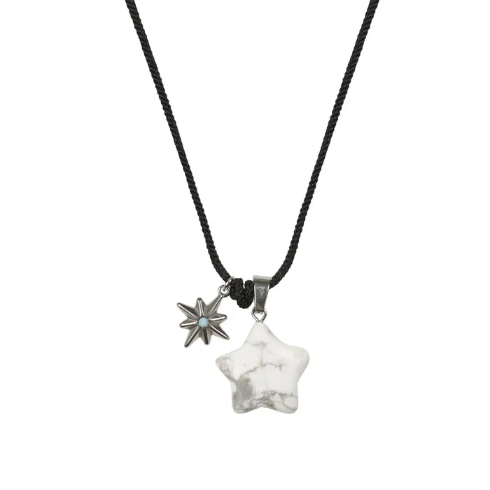 LSC Star Stone Pendant Necklace - White