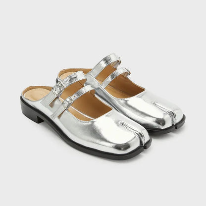 PAES Double Buckle Mule - Silver
