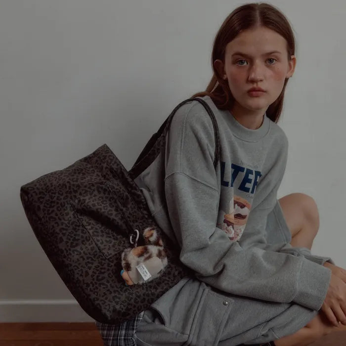 LETERIE SUEDE SQUARE LEOPARD SHOULDER BAG_KHAKI