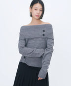 [Miseki SEOUL] Button Off Shoulder Knit - 2 Colors