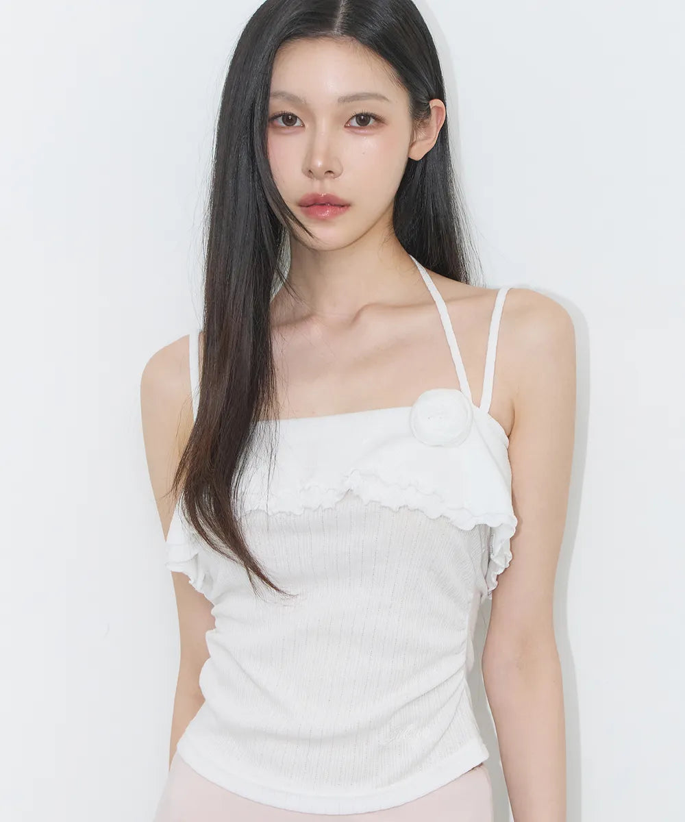 [ILLIGO] ROSE RUFFLE SLEEVELESS_4 COLORS