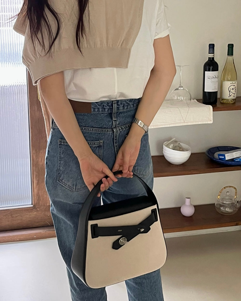 [100%牛皮] THE OFTN TILT / BLACK x CANVAS