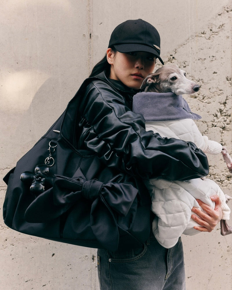 siweol Bow Shoulder Bag / Nylon Black