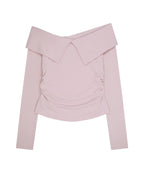[illigo] BOW OFF SHOULDER LONG SLEEVE_PINK