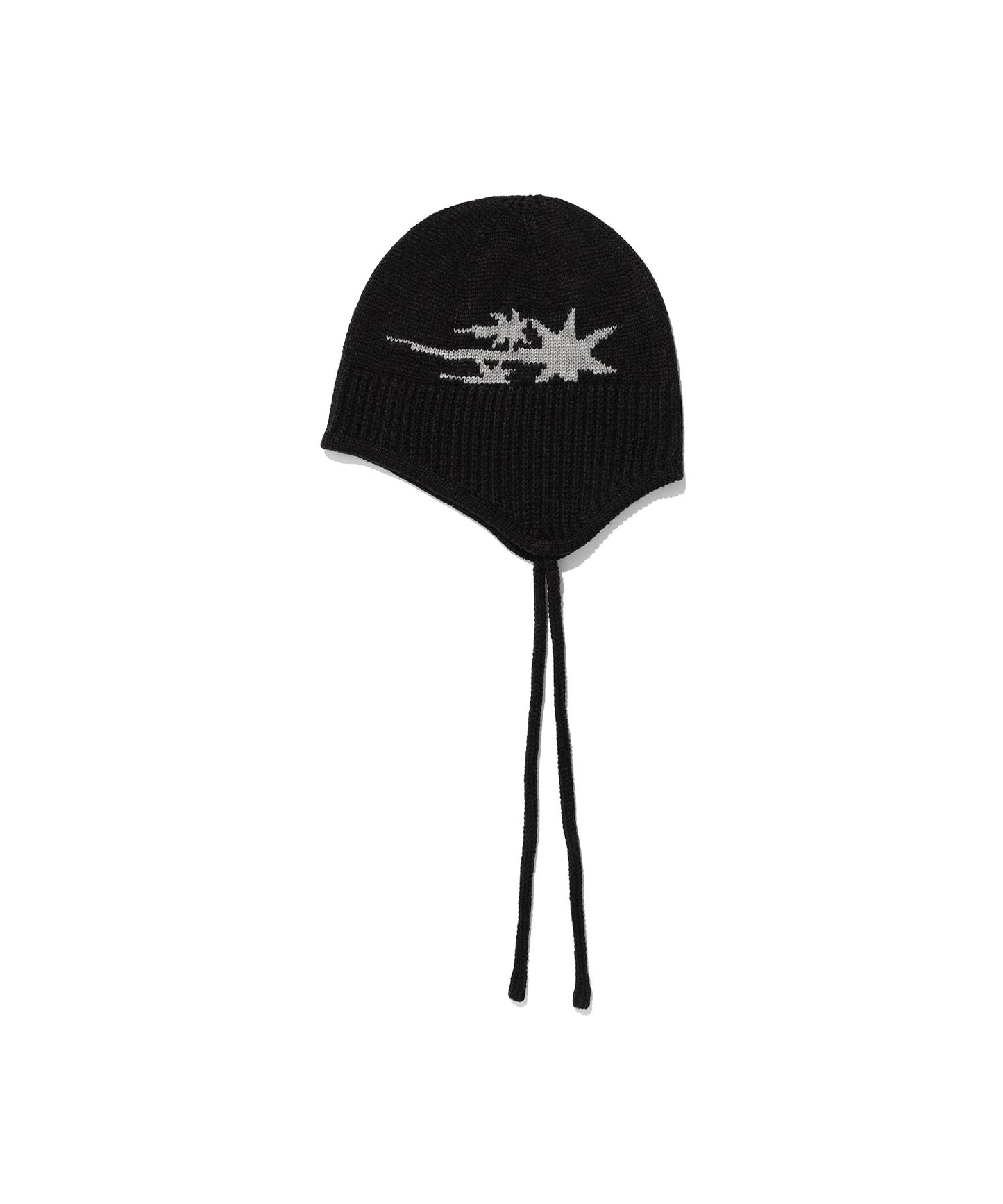 niceghostclub 3STARS LOGO EARCAP BEANIE [BLACK]