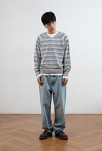 MULTI STRIPE 3STAR V NECK KNIT [GREY]