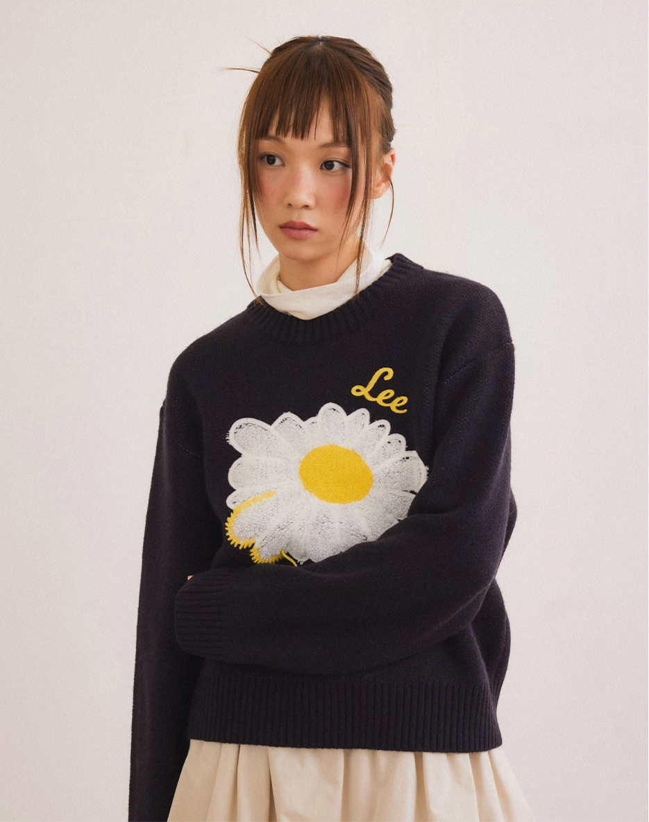 [Fallet x Lee] Sun Flower Knit / navy