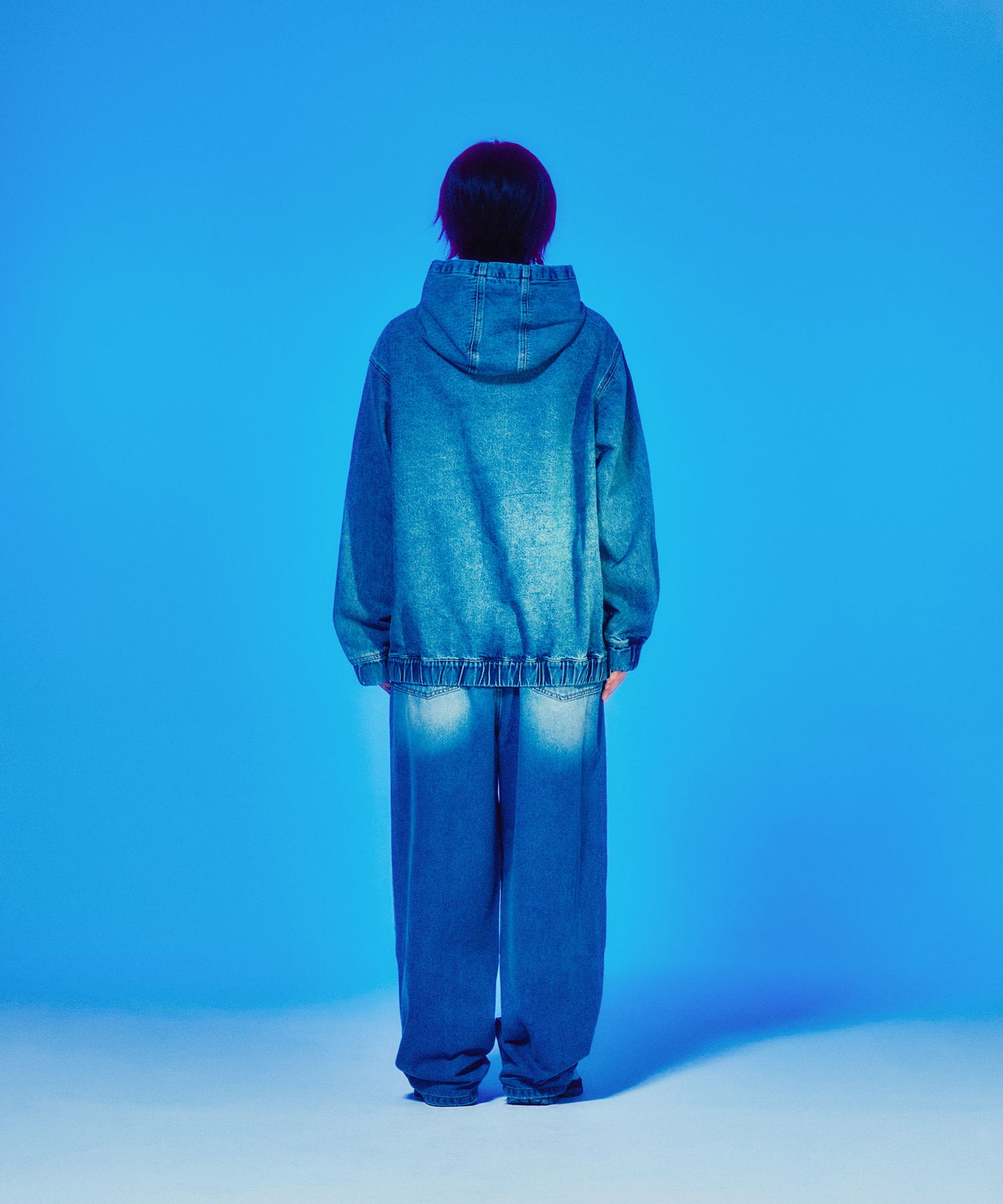 niceghostclub  STUD DENIM HOODIE JACKET [BLUE]