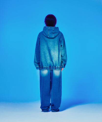 niceghostclub  STUD DENIM HOODIE JACKET [BLUE]