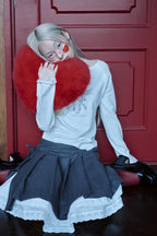 hugyourskin Fallen angel button knit top (White)