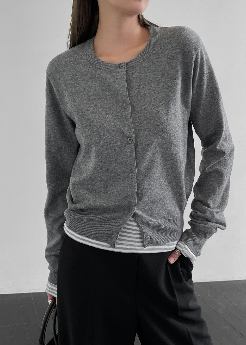 韓國製造 Round Cardigan / Grey