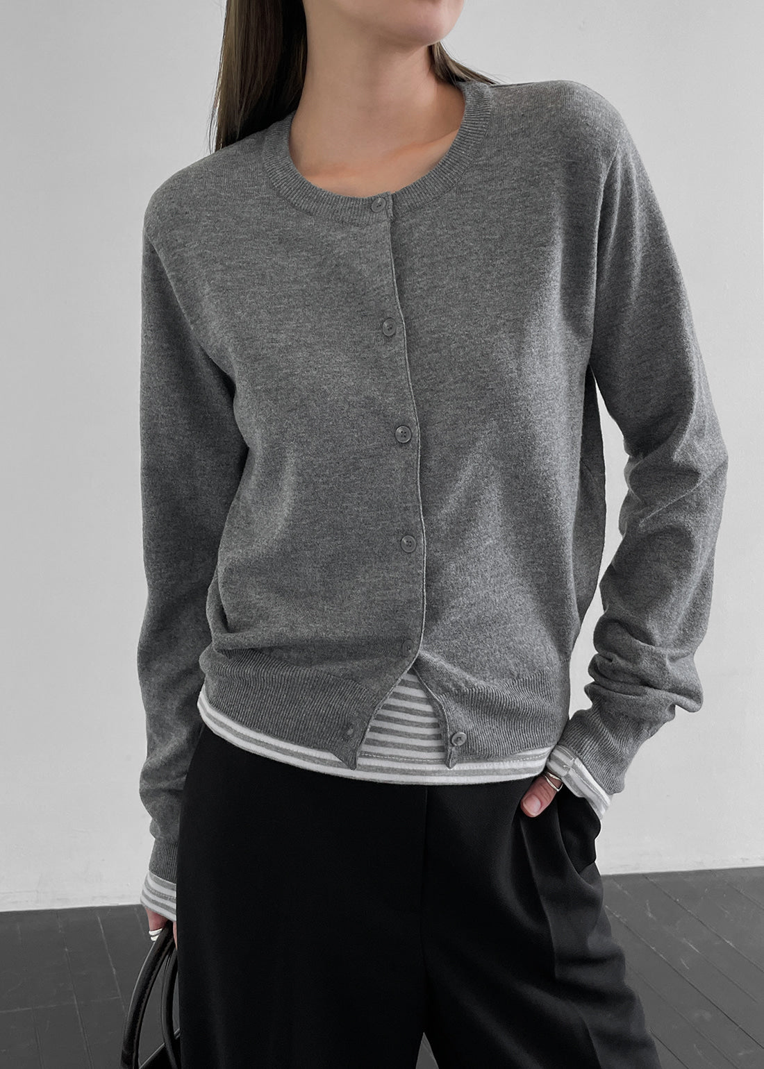 韓國製造 Round Cardigan / Grey