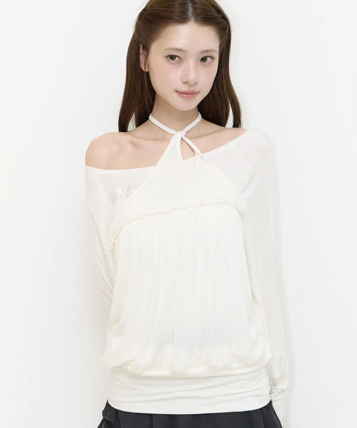 [illigo] SHEER STRAP LONG SLEEVE_3 COLORS