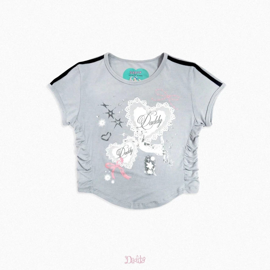 Daddy Dazzling Deer Crop Top - grey/yellow