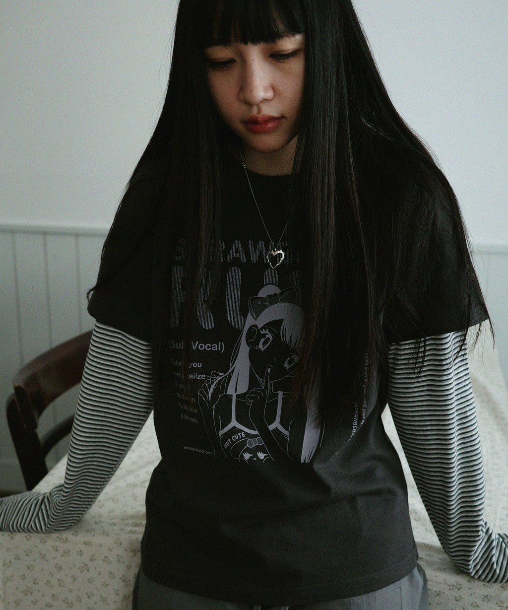 WONDERVISITOR RUMI PFP LAYERED LS-T / CHARCOAL GREY