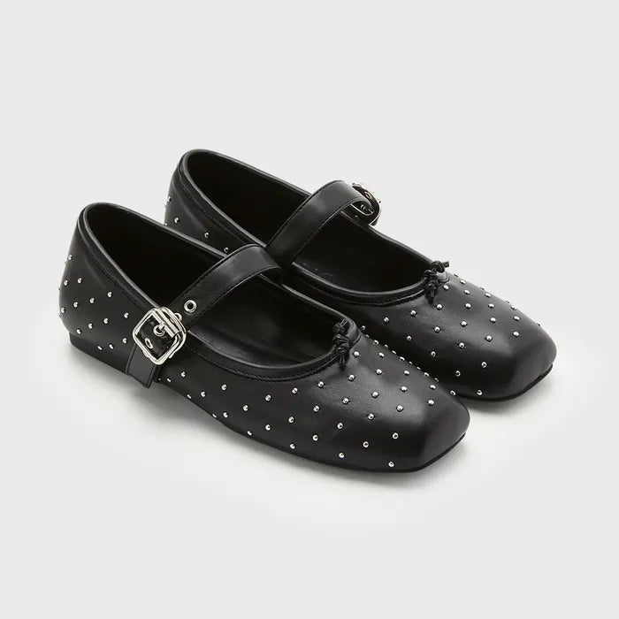 PAES Metal Stud Mary Jane - Black