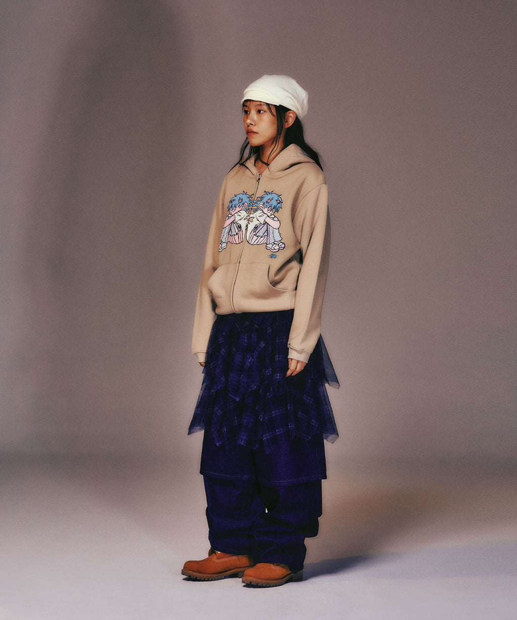 niceghostclub NGC BOY HOODIE ZIP UP [BEIGE]