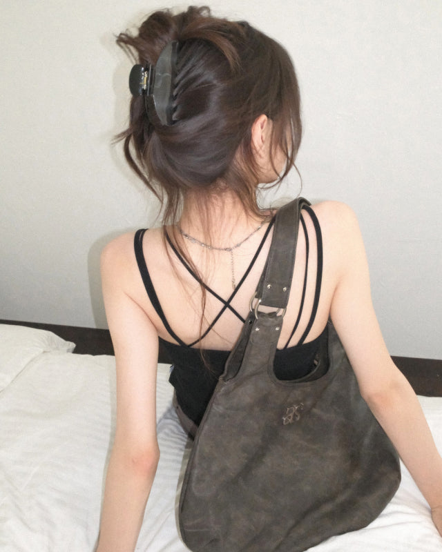 ason RICKY SHOULDER BAG / CRACK BROWN