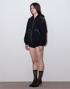 [시안同款🎀] Polysooem ORNAMENT STUDDED HOODIE_ONZI_EDITION / BLACK