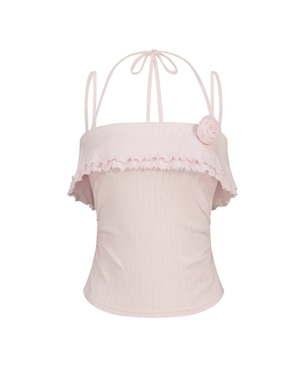 [ILLIGO] ROSE RUFFLE SLEEVELESS_4 COLORS