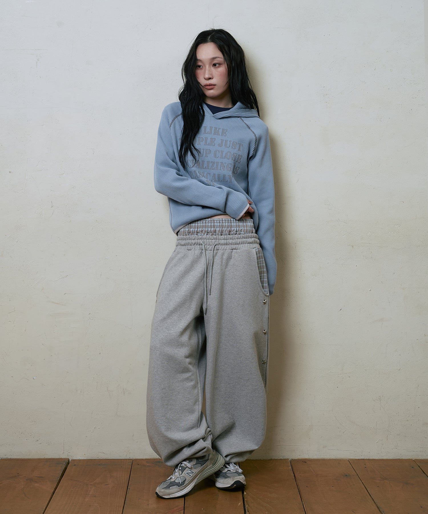 LSC SLOGAN WAFFLE HOODIE (SKY BLUE)