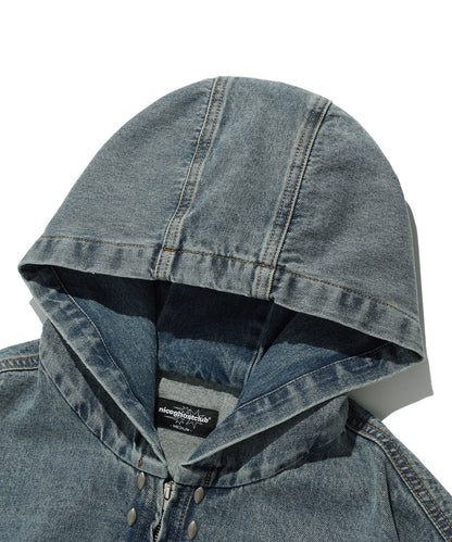 niceghostclub  STUD DENIM HOODIE JACKET [BLUE]