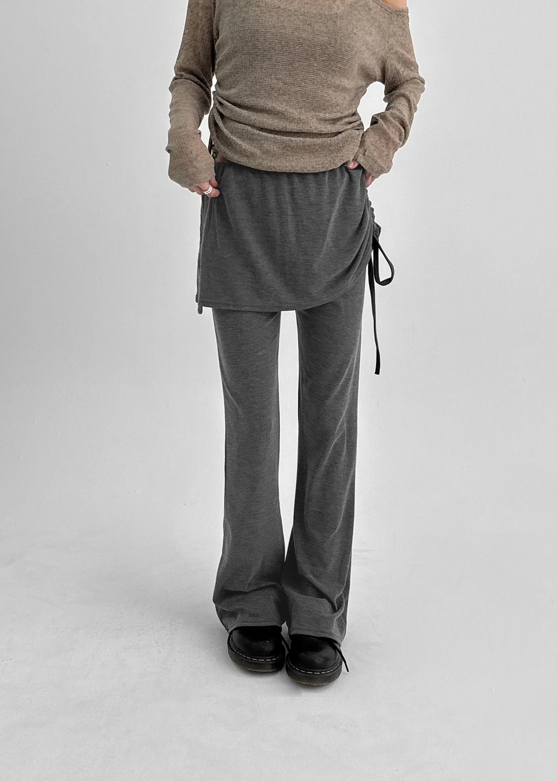 Levi Shirring Banded Skirt Pants - 2colors