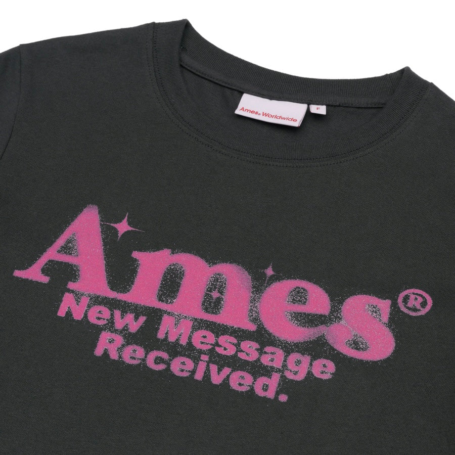 Ames-Worldwide ROUND HEM CROP TEE CHARCOAL