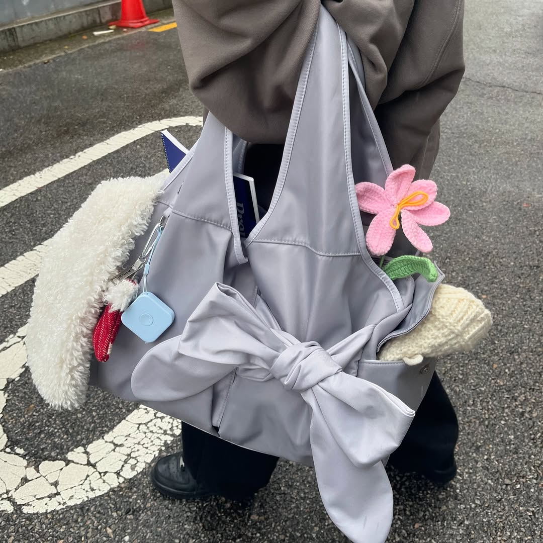 siweol Bow Shoulder Bag / Nylon Lavender